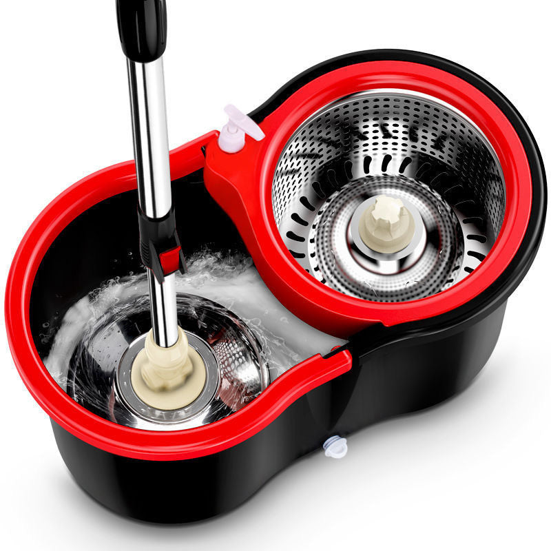 360° Spinning Mop & Bucket Set with Built‑in Wringer, Microfiber Refills & Extended Handle for Household Floor Cleaning