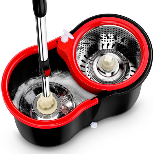 360° Spinning Mop & Bucket Set with Built‑in Wringer, Microfiber Refills & Extended Handle for Household Floor Cleaning