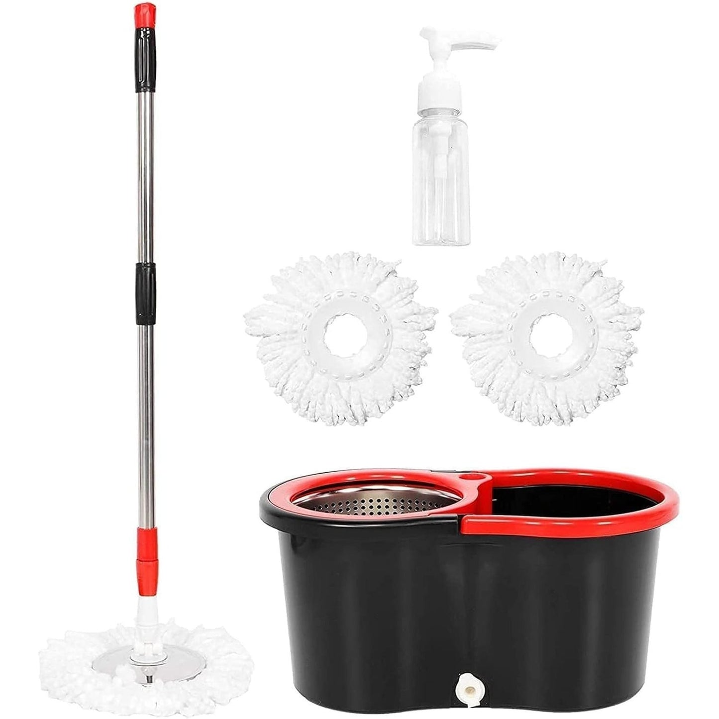 360° Spinning Mop & Bucket Set with Built‑in Wringer, Microfiber Refills & Extended Handle for Household Floor Cleaning