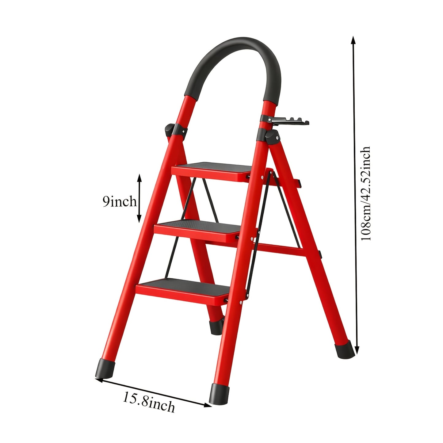 🪜2‑5 Step Folding Ladder | Anti‑Slip Wide Steps, 330 Lbs Heavy‑Duty Capacity