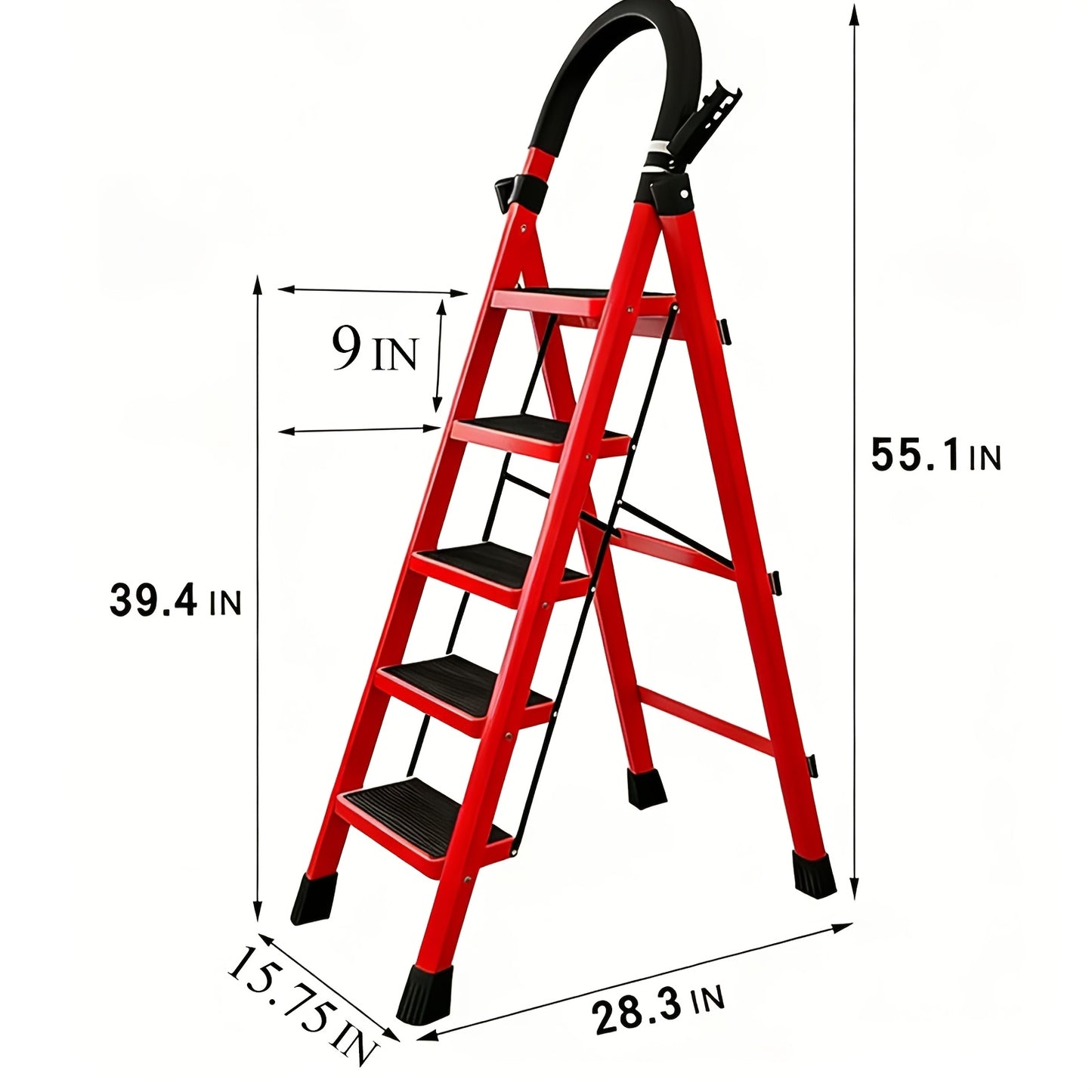 🪜2‑5 Step Folding Ladder | Anti‑Slip Wide Steps, 330 Lbs Heavy‑Duty Capacity