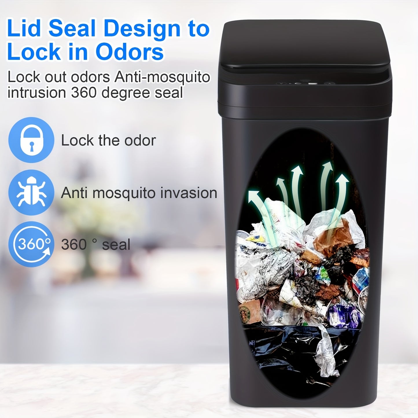 2 Pack 2.8 Gallon Automatic Bathroom Trash Can with Lid, Motion Sensor Touchless Smart Garbage Can, Slim Waterproof Trash Bin for Bathroom Bedroom Office Living Room