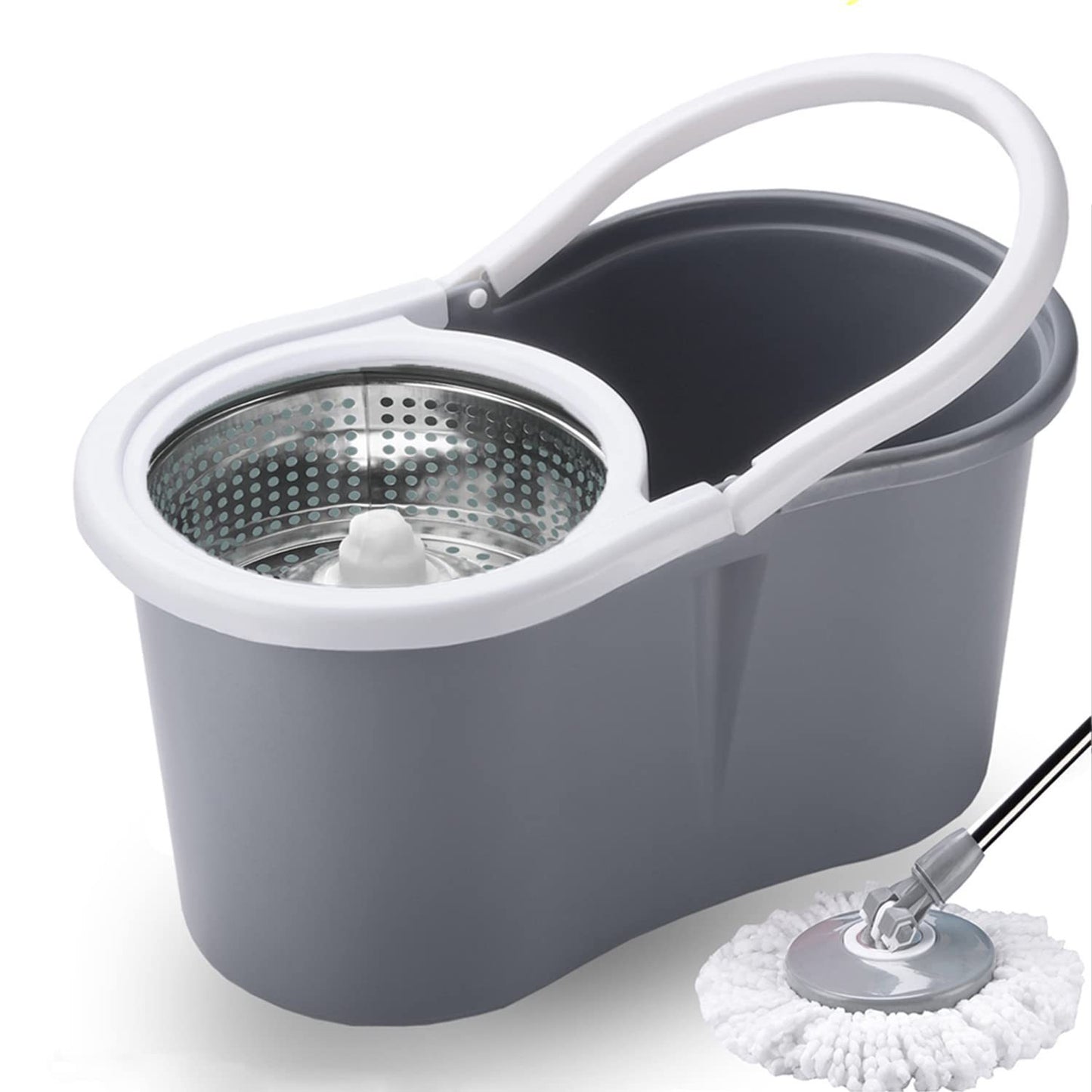 360° Spinning Mop & Bucket Set with Built‑in Wringer, Microfiber Refills & Extended Handle for Household Floor Cleaning